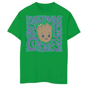 Boys 8-20 Marvel I am Groot Mischief, Mayhem, Cuteness Center Groot Face Tee