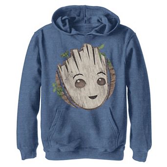 Boys 8-20 Marvel I am Groot Face Badge Wooden Badge Hoodie