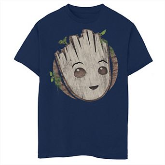Boys 8-20 Marvel I am Groot Face Badge Wooden Badge Tee