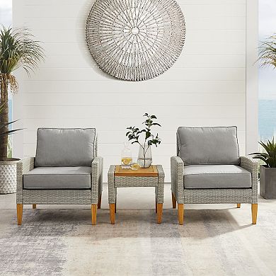 Crosley Capella Wicker Patio Chair & End Table 3-piece Set