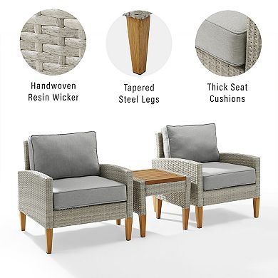 Crosley Capella Wicker Patio Chair & End Table 3-piece Set