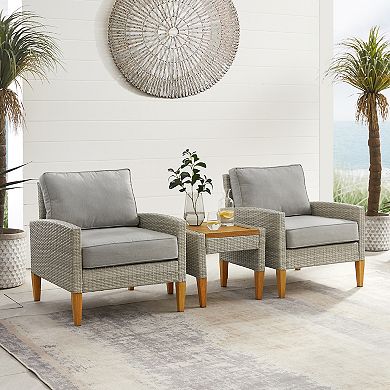 Crosley Capella Wicker Patio Chair & End Table 3-piece Set