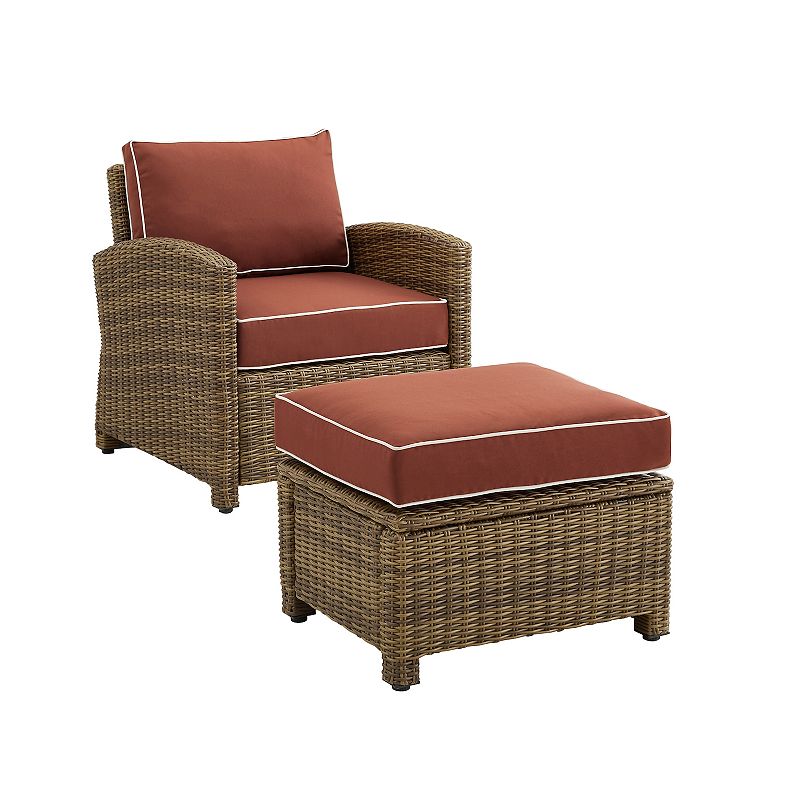 Crosley Bradenton Sunbrella Patio Arm Chair & Ottoman 2-piece Set, Red