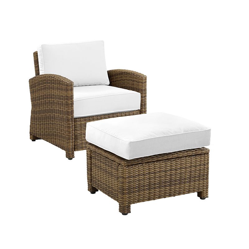 Crosley Bradenton Sunbrella Patio Arm Chair & Ottoman 2-piece Set, White