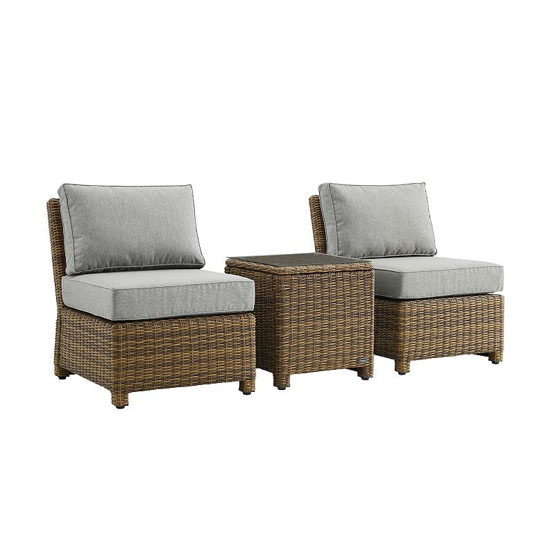 Crosley Bradenton Wicker Patio Chair & End Table 3-piece Set, Grey