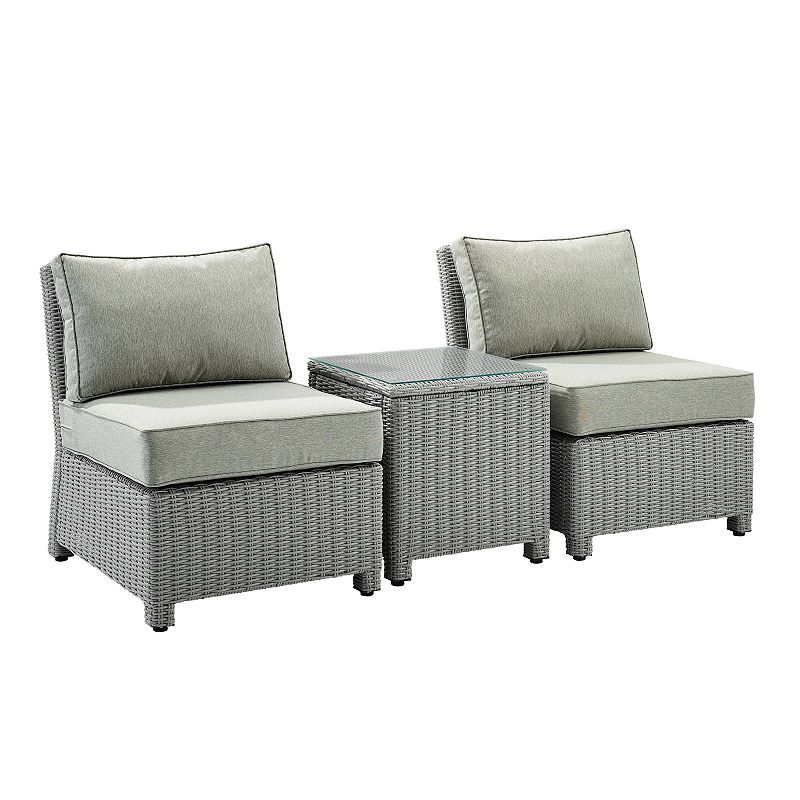 Crosley Bradenton Wicker Patio Chair & End Table 3-piece Set, Grey