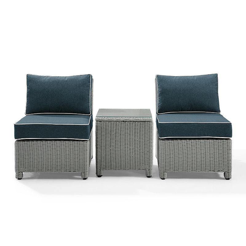 Crosley Bradenton Wicker Patio Chair & End Table 3-piece Set, Blue