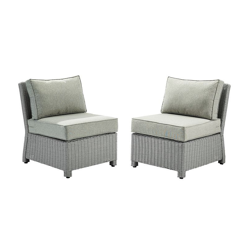 Crosley Bradenton Wicker Armless Patio Chair 2-piece Set, Grey