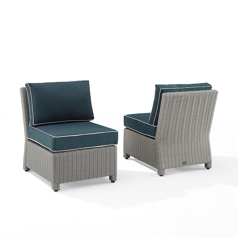Crosley Bradenton Wicker Armless Patio Chair 2-piece Set, Blue