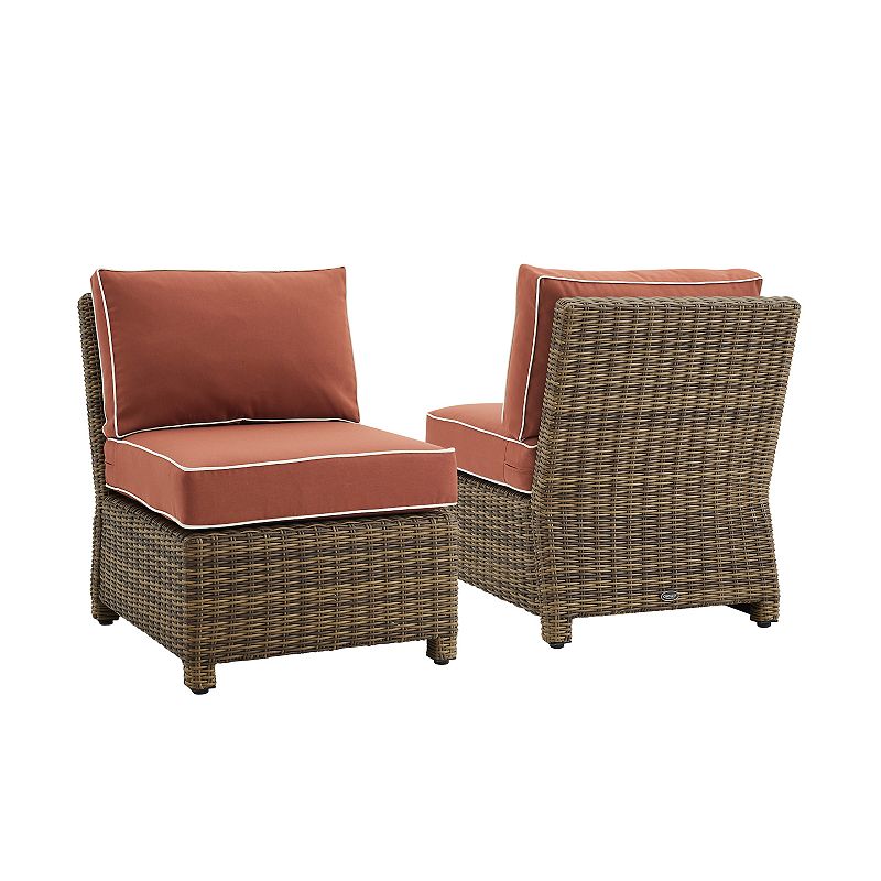 Crosley Bradenton Wicker Armless Patio Chair 2-piece Set, Red