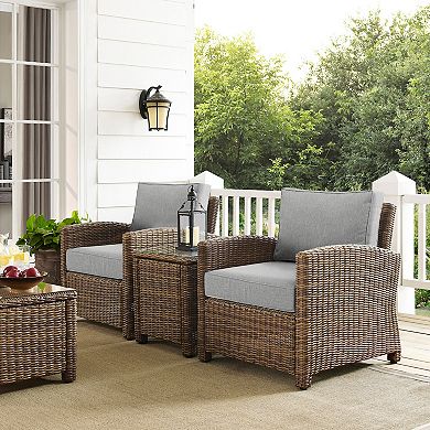 Crosley Bradenton Wicker Arm Chair & End Table 3-piece Set