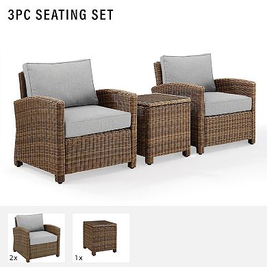 Crosley Bradenton Wicker Arm Chair & End Table 3-piece Set