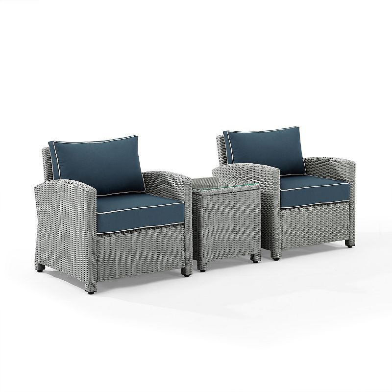Crosley Bradenton Wicker Arm Chair & End Table 3-piece Set, Blue