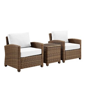 Crosley Bradenton Wicker Arm Chair & End Table 3 pc Set