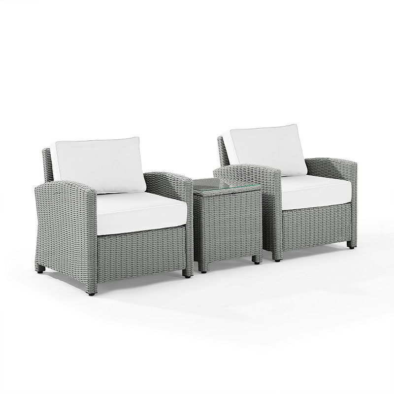 Crosley Bradenton Wicker Arm Chair & End Table 3-piece Set, White
