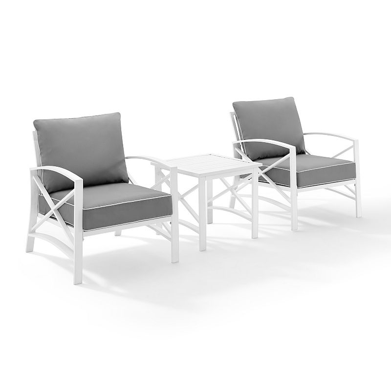 Crosley Kaplan Patio Arm Chair & End Table 3-piece Set, Grey