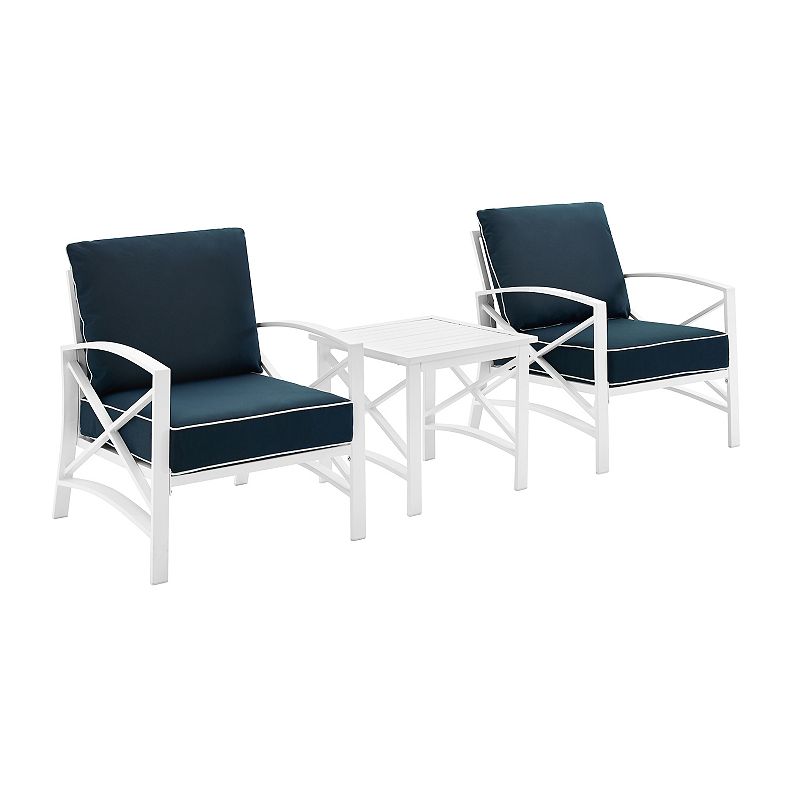 Crosley Kaplan Patio Arm Chair & End Table 3-piece Set, Blue