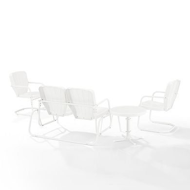 Crosley Ridgeland Metal Patio Loveseat, Chair and End Table 4-piece Set