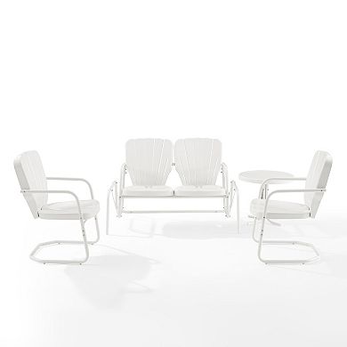 Crosley Ridgeland Metal Patio Loveseat, Chair and End Table 4-piece Set