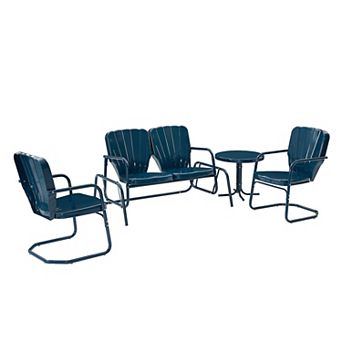 Crosley Ridgeland Metal Patio Loveseat, Chair and End Table 4 pc Set
