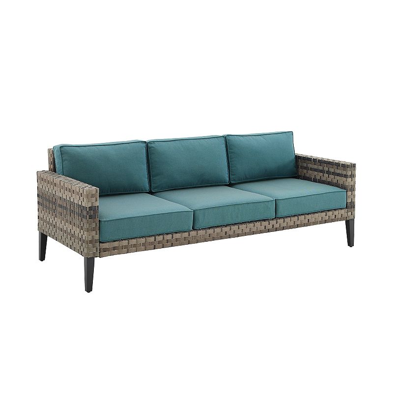 Crosley Prescott Wicker Patio Couch, Blue