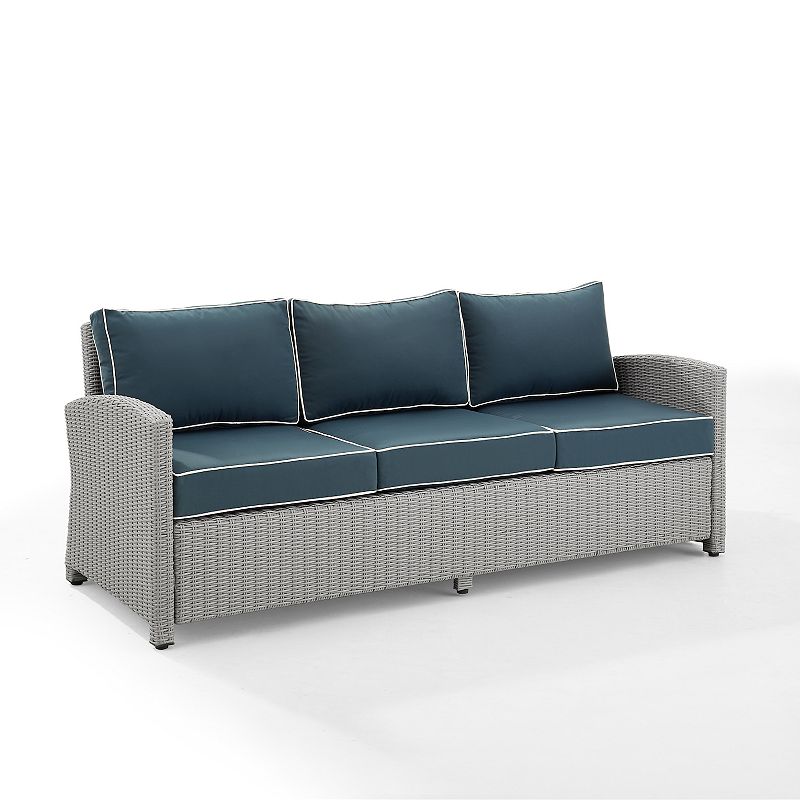 Crosley Bradenton Sunbrella Wicker Couch, Blue