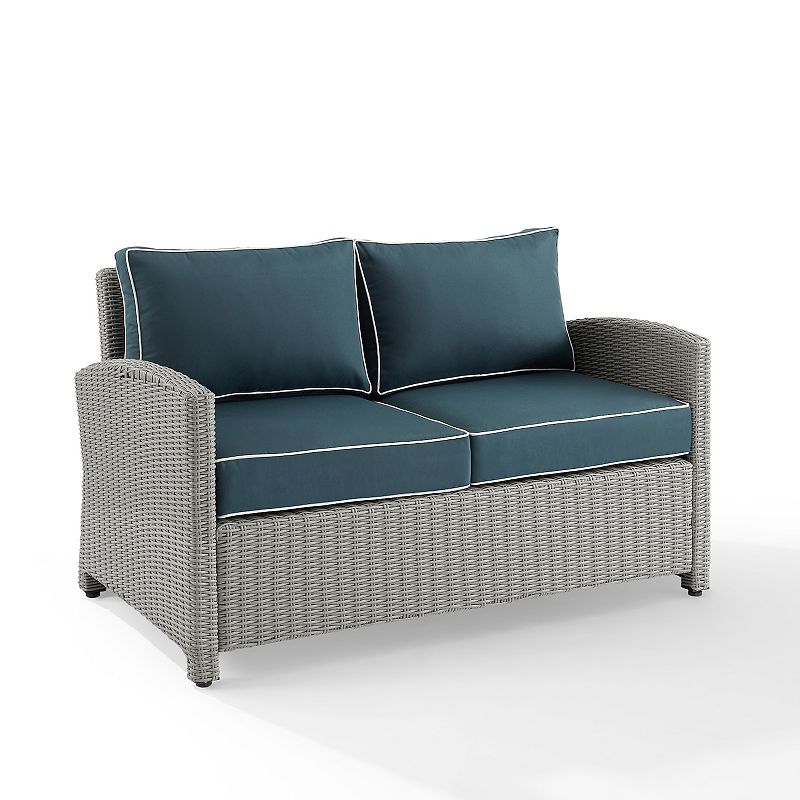Crosley Bradenton Sunbrella Patio Loveseat Couch, Blue