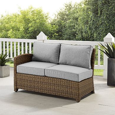 Crosley Bradenton Patio Wicker Sectional Left Side Loveseat Couch