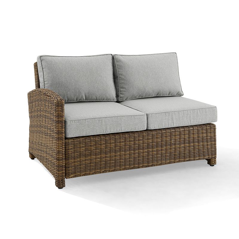 Crosley Bradenton Patio Wicker Sectional Left Side Loveseat Couch, Grey