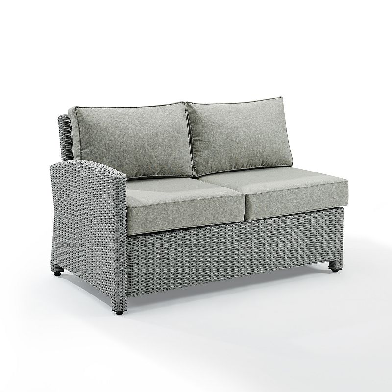 Crosley Bradenton Patio Wicker Sectional Left Side Loveseat Couch, Grey