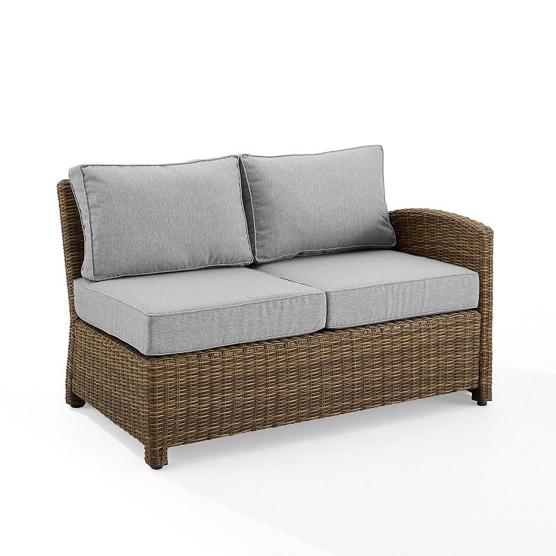 Crosley Bradenton Patio Wicker Sectional Right Side Loveseat Couch, Grey