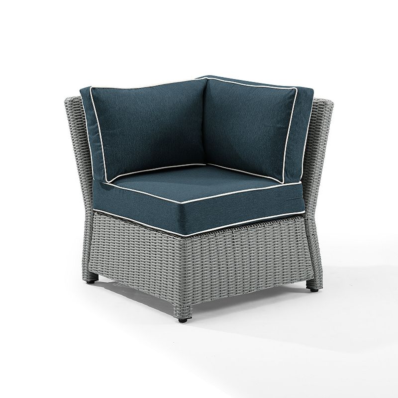 Crosley Bradenton Wicker Sectional Corner Patio Chair, Blue