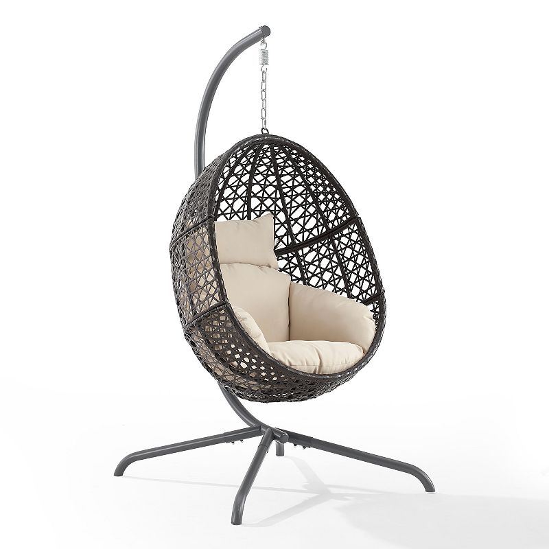 Crosley Calliope Indoor / Outdoor Wicker Hanging Patio Egg Chair, Beig/Gree