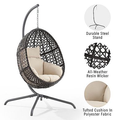 Crosley Calliope Indoor / Outdoor Wicker Hanging Patio Egg Chair