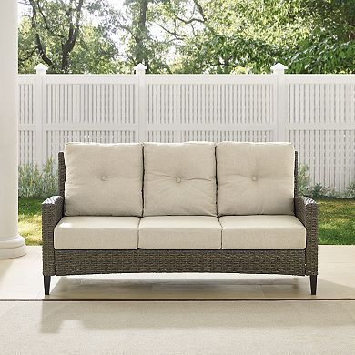 Crosley Rockport Patio Wicker High Back Couch