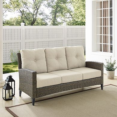 Crosley Rockport Patio Wicker High Back Couch