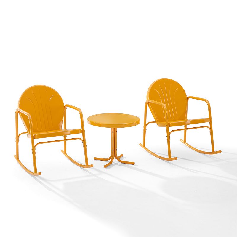 Crosley Griffith Patio Rocking Chair & End Table 3-piece Set, Orange
