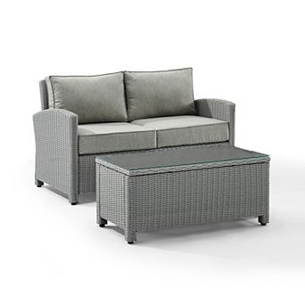 Crosley Bradenton Wicker Loveseat & Coffee Table 2 pc Set
