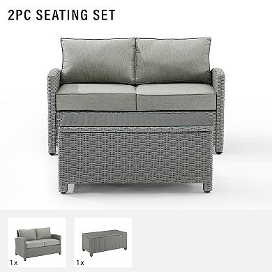 Crosley Bradenton Wicker Loveseat & Coffee Table 2-piece Set