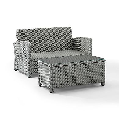 Crosley Bradenton Wicker Loveseat & Coffee Table 2-piece Set