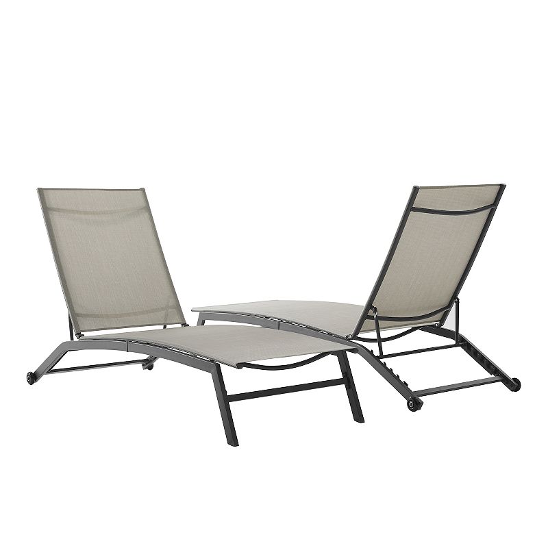 Crosley Weaver Patio Sling Chaise Lounge Chair 2-piece Set, Grey