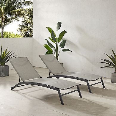 Crosley Weaver Patio Sling Chaise Lounge Chair 2-piece Set