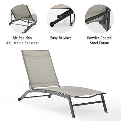 Crosley Weaver Patio Sling Chaise Lounge Chair 2-piece Set