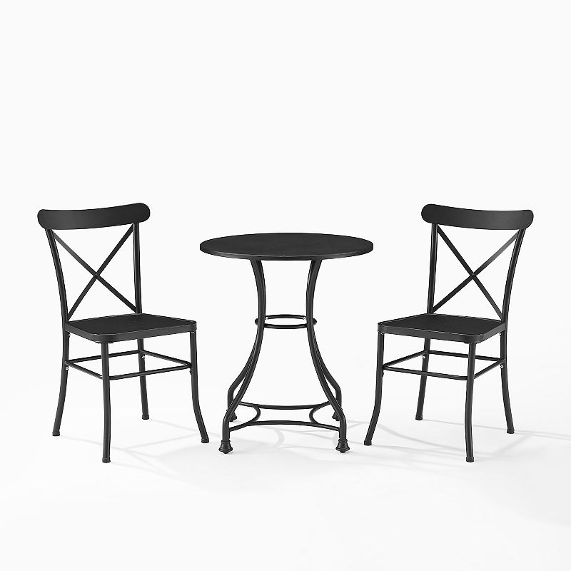 Crosley Astrid Indoor / Outdoor Patio Bistro Table & Chair 3-piece Set, Bla