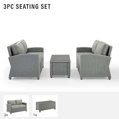Crosley Bradenton Patio Wicker Conversation 3-piece Set