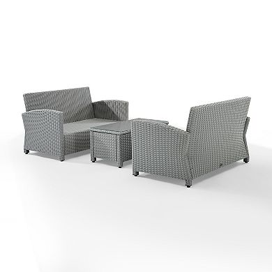 Crosley Bradenton Patio Wicker Conversation 3-piece Set