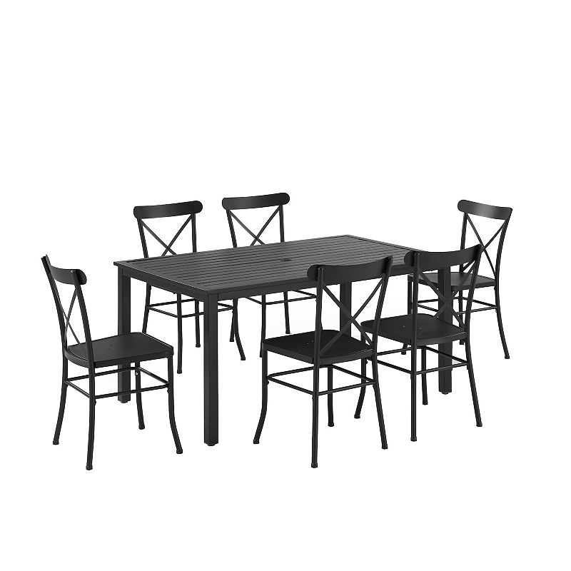 Crosley Astrid Patio Dining Table & Chair 7-piece Set, Black