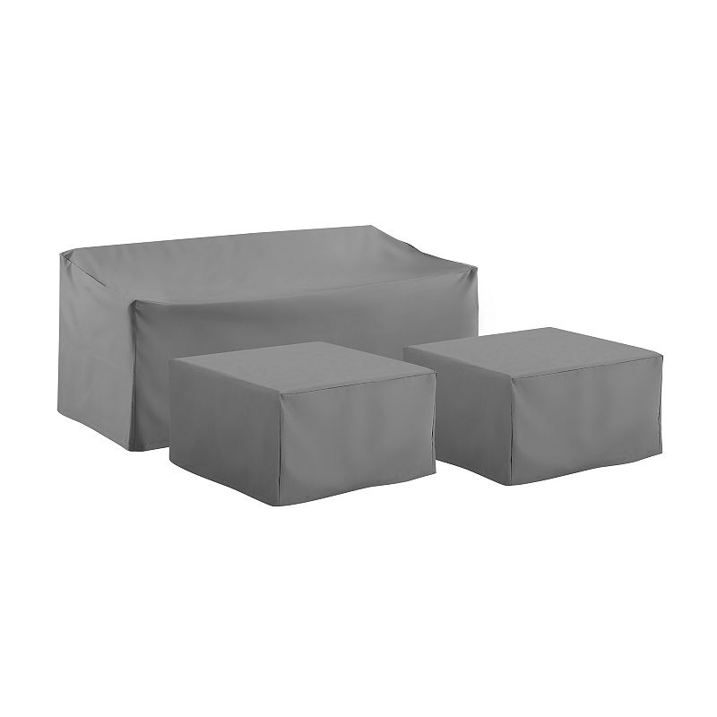 Crosley Patio Sectional Couch Furniture Cover 3-piece Set, Grey