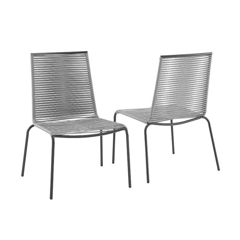 Crosley Fenton Stacking Patio Dining Chair 2-piece Set, Grey