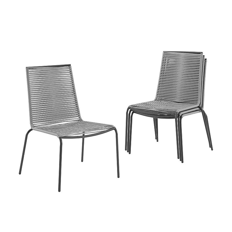 Crosley Fenton Stacking Patio Dining Chair 4-piece Set, Grey
